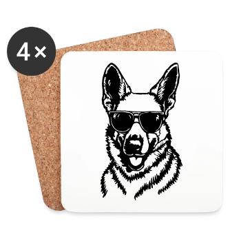 Schäferhund Hund Hundekopf - Untersetzer (4er-Set) - Weiß - Vorne