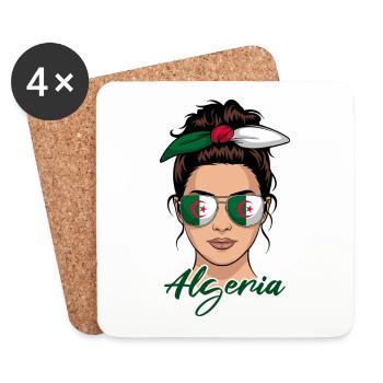 Fille Algérienne Femme Drapeau Algérie - Dessous de verre (lot de 4) - blanc - Devant