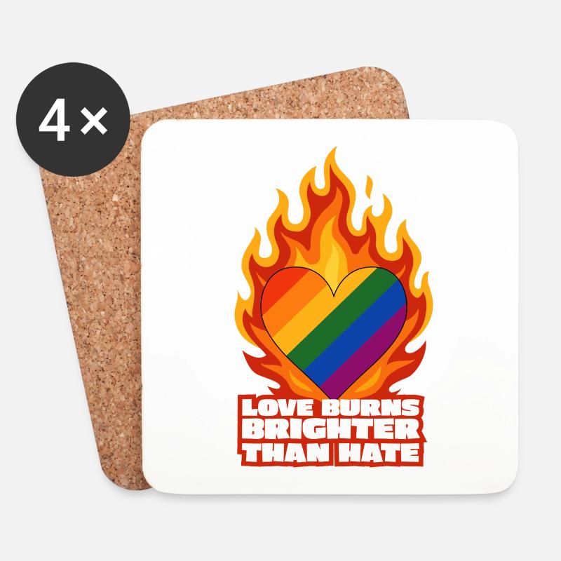 Love burns brighter than hate - Coasters (set of 4) - white