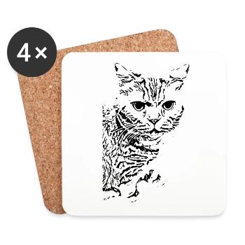 British Shorthair Cat Cat Black Cats - Coasters (set of 4) - white - Front