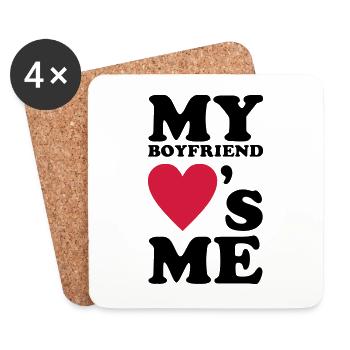 MY BOYFRIEND LOVES ME - Untersetzer (4er-Set) - Weiß - Vorne