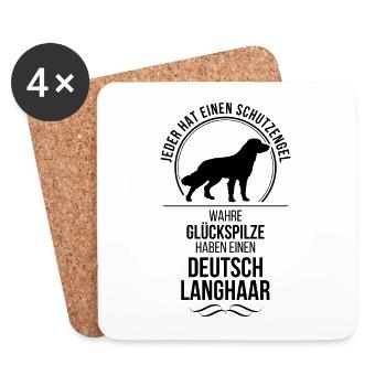 DEUTSCH LANGHAAR Schutzengel Hunde Spruch Wilsigns - Untersetzer (4er-Set) - Weiß - Vorne