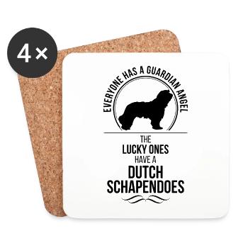 DUTCH SCHAPENDOES Guardian Angel Spruch Wilsigns - Dessous de verre (lot de 4) - blanc - Devant