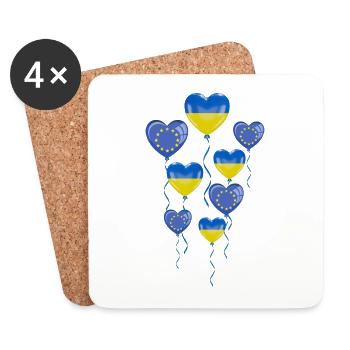 EU shows solidarity and heart for Ukraine - Coasters (set of 4) - white - Front