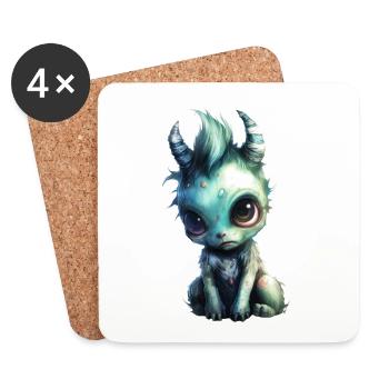 Licorne zombie - Dessous de verre (lot de 4) - blanc - Devant