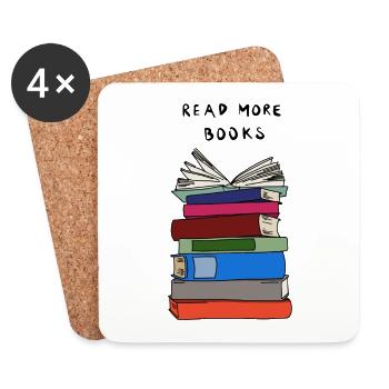Read more Books - Bücherstapel - Untersetzer (4er-Set) - Weiß - Vorne