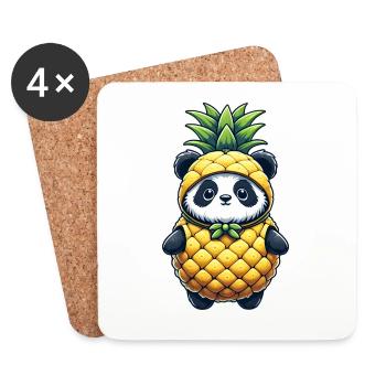 Panda in pineapple costume - Coasters (set of 4) - white - Front