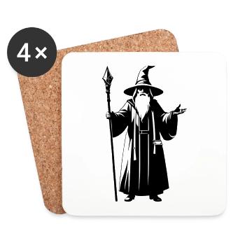 Sorcier - Logo Fantasy Simple - Dessous de verre (lot de 4) - blanc - Devant