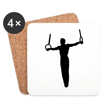 Gymnastics, gymnast on rings - Coasters (set of 4) - white - Front