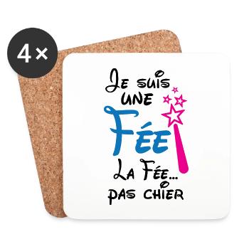 Je suis la fée pas chier - Dessous de verre (lot de 4) - blanc - Devant