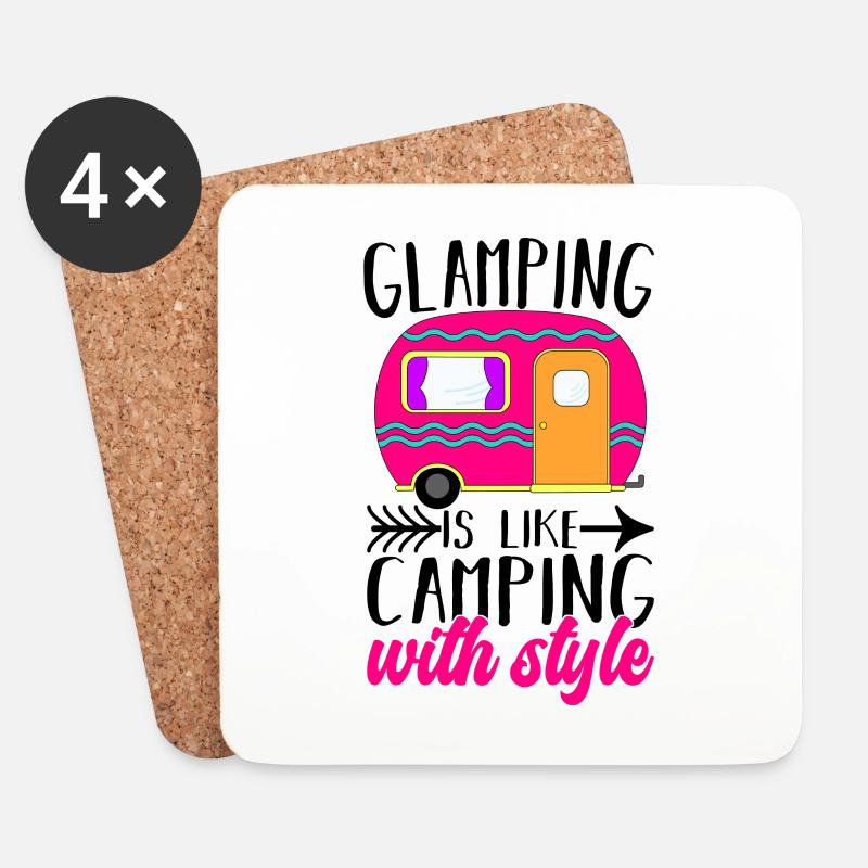 Glamping Glamper - Untersetzer (4er-Set) - Weiß