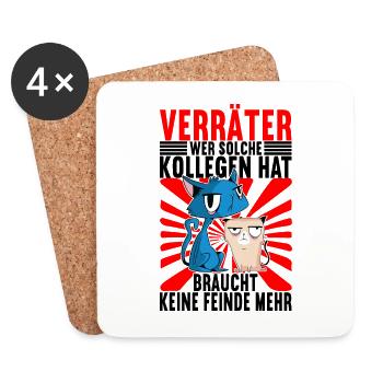 Abschiedsgeschenk Jobwechsel Kollege - Untersetzer (4er-Set) - Weiß - Vorne