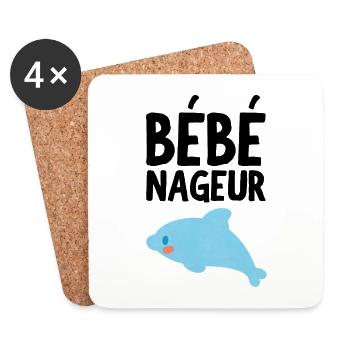 Bébé nageur - Dessous de verre (lot de 4) - blanc - Devant