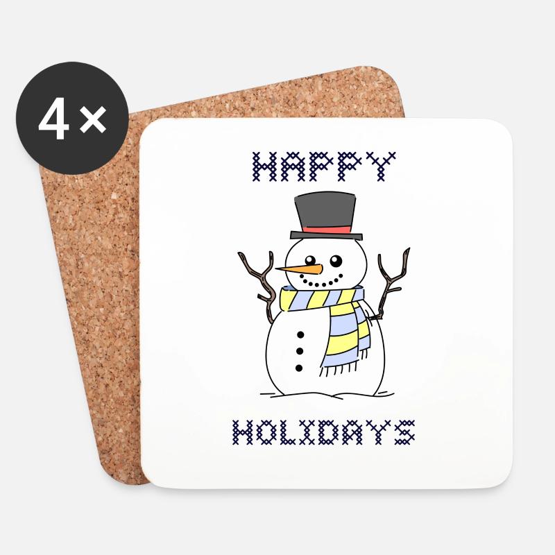 Snowman Merry Christmas Happy Holidays Gift - Untersetzer (4er-Set) - Weiß