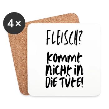 Veganer Geschenke Vegetarier Fleisch Nein Danke - Untersetzer (4er-Set) - Weiß - Vorne