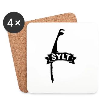 Sylt mit Banner  - Untersetzer (4er-Set) - Weiß - Vorne