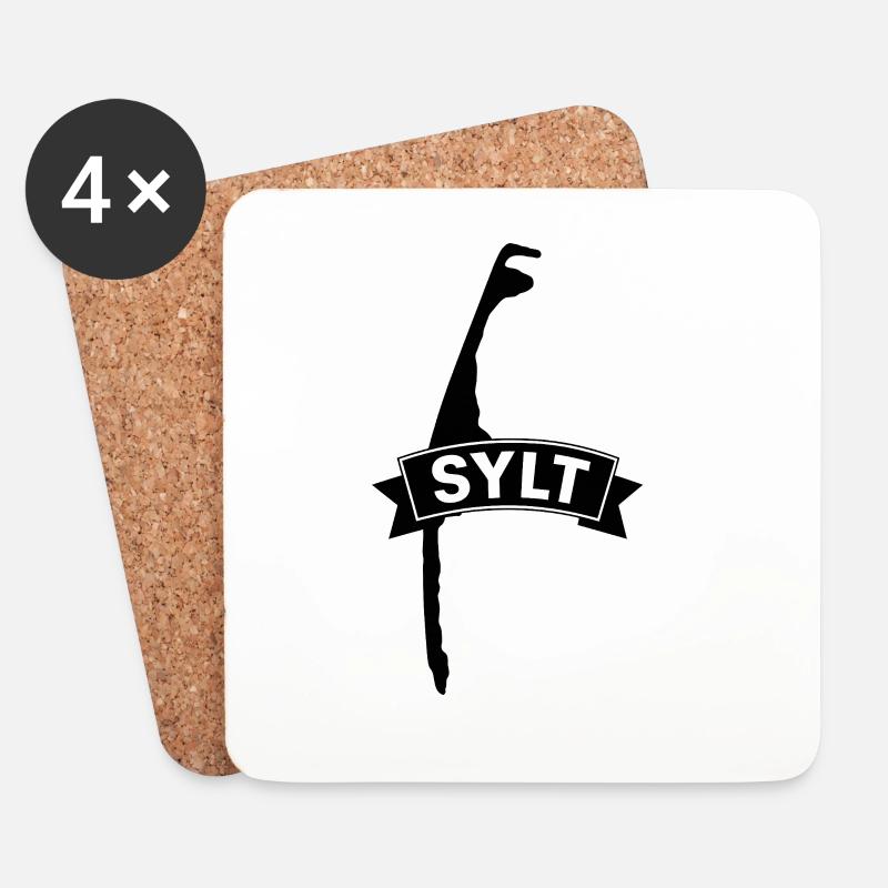 Sylt mit Banner  - Untersetzer (4er-Set) - Weiß