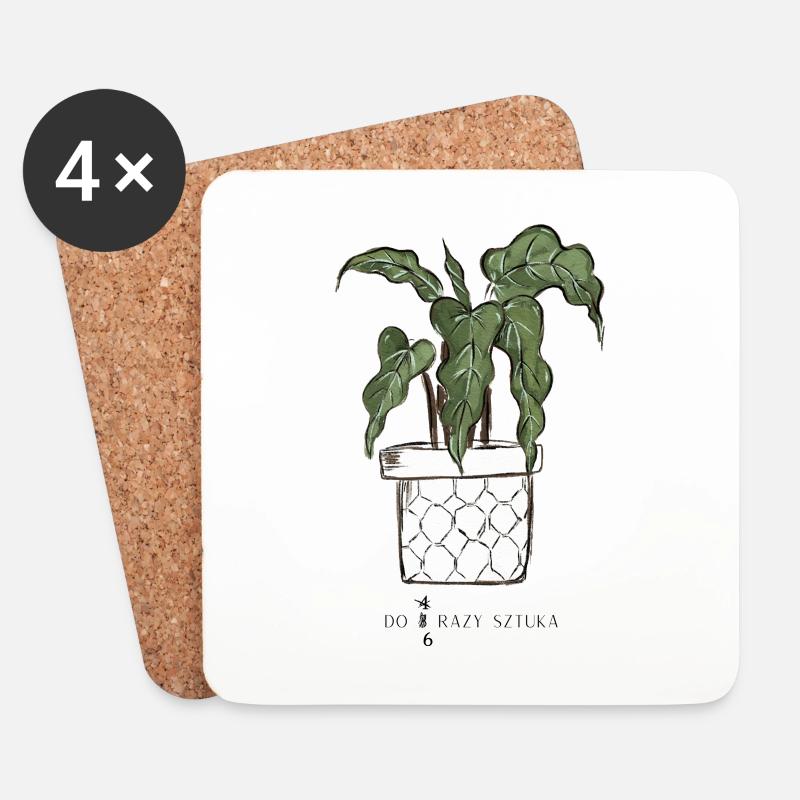 Alocasia - bis zu 3 Mal pro Stück. - Untersetzer (4er-Set) - Weiß