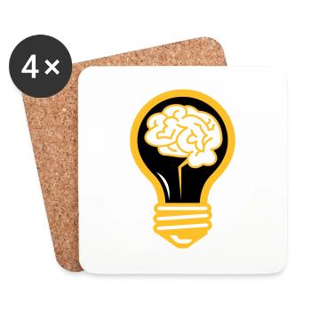 Light bulb with a brain - Coasters (set of 4) - white - Front