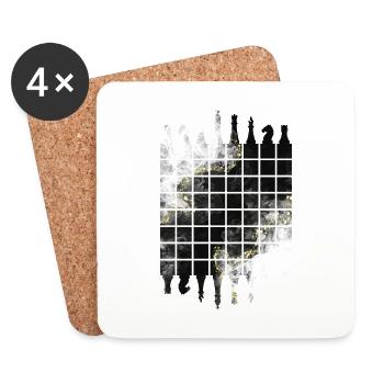 CHESS CHESSBOARD CHESS PIECES - Coasters (set of 4) - white - Front