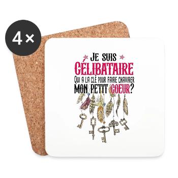 Célibataire Femme Amour Couple Cadeau Humour - Dessous de verre (lot de 4) - blanc - Devant