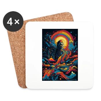 Trippy Explosion - Psychedelic Motif - Coasters (set of 4) - white - Front
