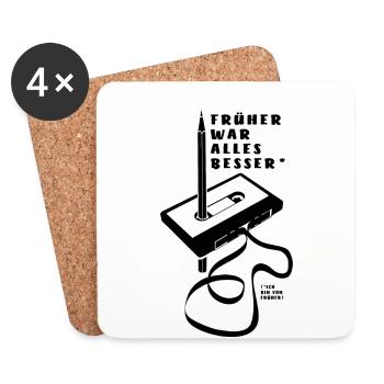 Kassette - Früher war alles besser - Untersetzer (4er-Set) - Weiß - Vorne