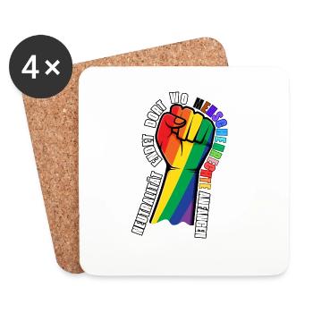 Statement-Sticker Menschenrechte - Untersetzer (4er-Set) - Weiß - Vorne