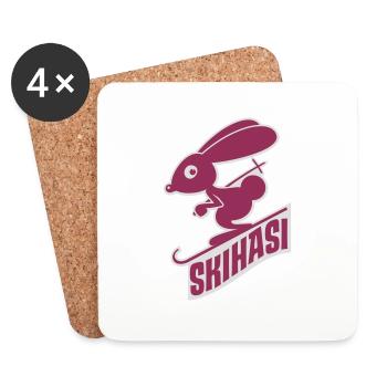 vl035d_skihasi_2c_schrift - Untersetzer (4er-Set) - Weiß - Vorne