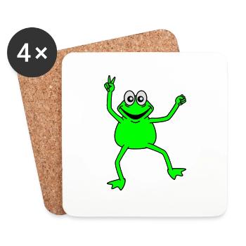 Happy Frog Peace Victory Hand Signal Cool - Coasters (set of 4) - white - Front