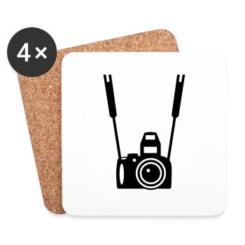 Appareil photo - Dessous de verre (lot de 4) - blanc - Devant