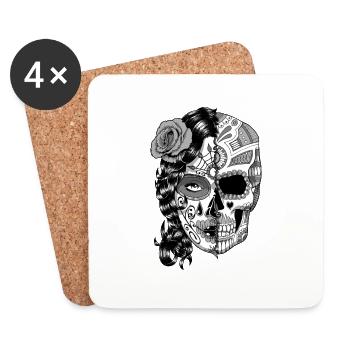 tete de mort espagnol 2 - Dessous de verre (lot de 4) - blanc - Devant