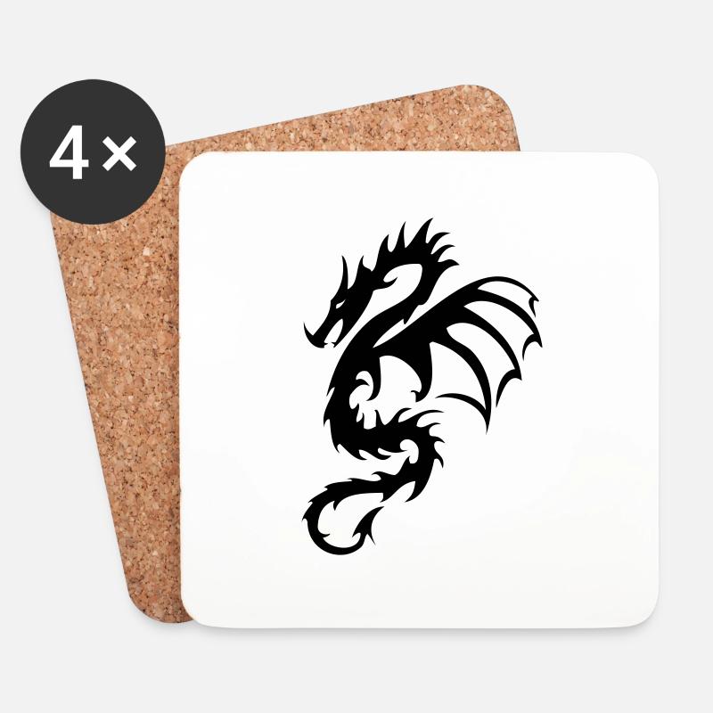 Drache Dragon 4 - Untersetzer (4er-Set) - Weiß