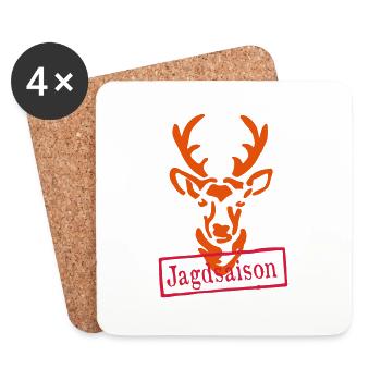 Jagdsaison-hirsch - orig - Untersetzer (4er-Set) - Weiß - Vorne