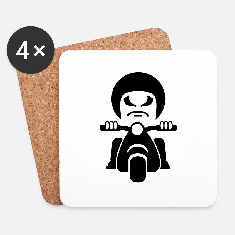 Rocker auf dem Motorroller / bad dude on a - Untersetzer (4er-Set) - Weiß