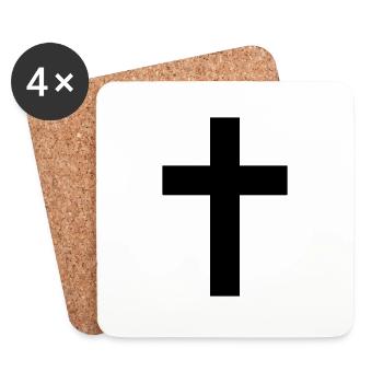 Kreuz - Untersetzer (4er-Set) - Weiß - Vorne