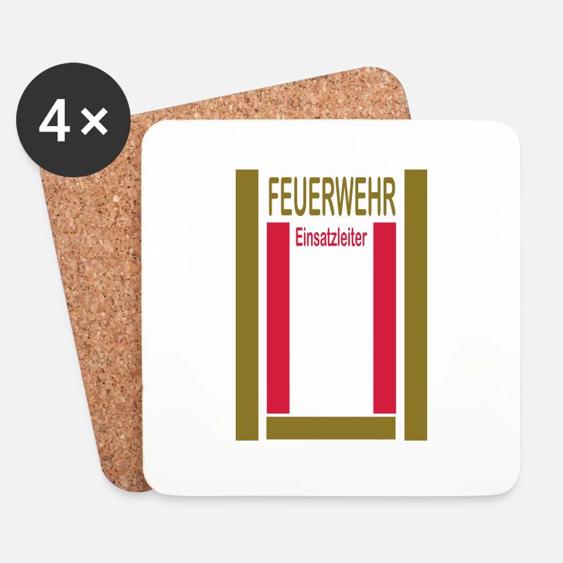 Feuerwehr Einsatzleiter - Untersetzer (4er-Set) - Weiß