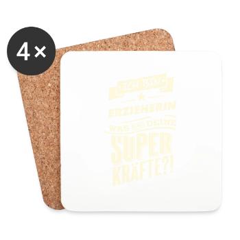 Superkräfte Erzieherin RAHMENLOS Geschenk - Untersetzer (4er-Set) - Weiß - Vorne