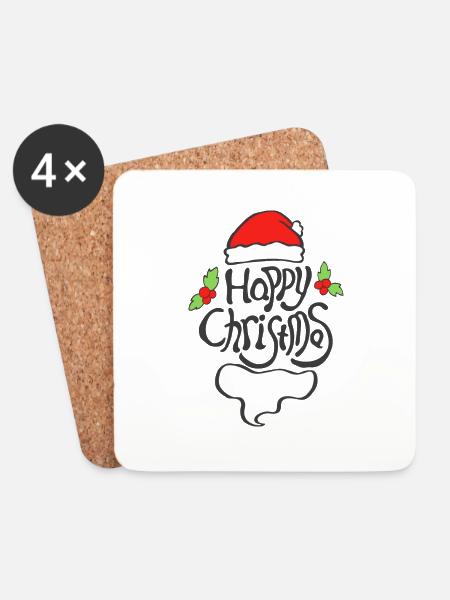 line-happychristmas typografie - Untersetzer (4er-Set) - Weiß