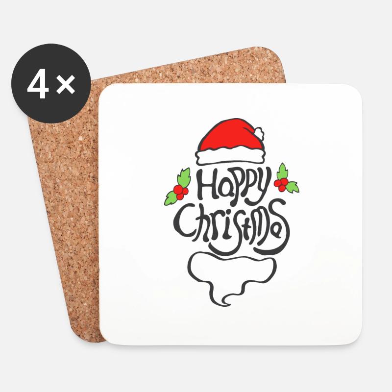 line-happychristmas typografie - Untersetzer (4er-Set) - Weiß