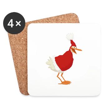 christmas chicken - Coasters (set of 4) - white - Front