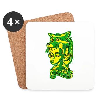 Wild Child Tatouage Edgy - Dessous de verre (lot de 4) - blanc - Devant