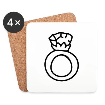 Ring - wedding ring - Line - Coasters (set of 4) - white - Front