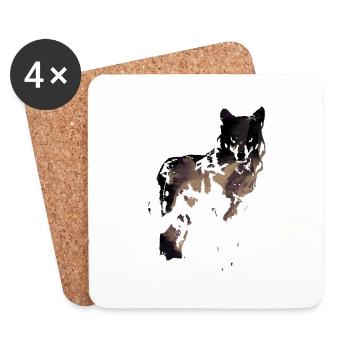 Loup Pochoir - Dessous de verre (lot de 4) - blanc - Devant