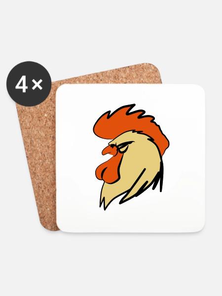 ROOSTER BOOSTER - Untersetzer (4er-Set) - Weiß