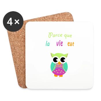 chouette - Dessous de verre (lot de 4) - blanc - Devant