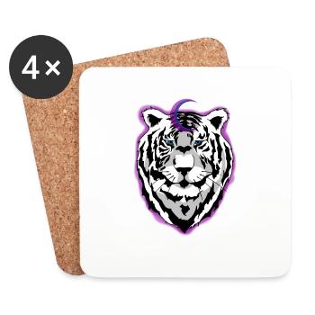 tigre de la nuit - Dessous de verre (lot de 4) - blanc - Devant
