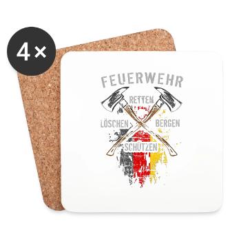 Retten Löschen Bergen Schützen - Untersetzer (4er-Set) - Weiß - Vorne