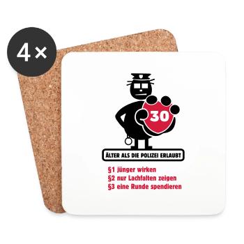 30. Geburtstag Shirt "Älter als die ... erlaubt" - Untersetzer (4er-Set) - Weiß - Vorne