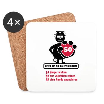 50th Birthday Shirt "Older than the allowed ..." - Coasters (set of 4) - white - Front